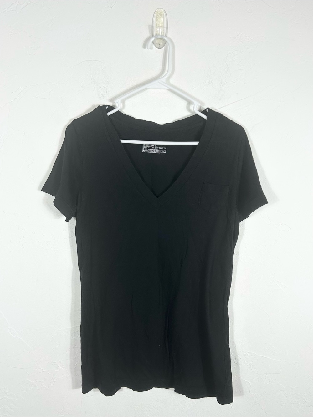 Mossimo Supply Co Black V-Neck Boyfriend Tee Short Sleeve T-Shirt Size L
